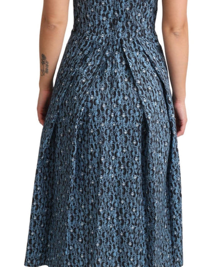 Dolce & Gabbana Blue Heart Cotton A-Line Stretch Dress