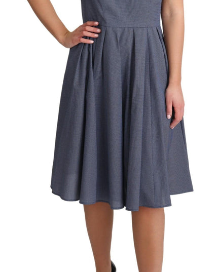 Dolce & Gabbana Blue Polka Cotton A-Line Stretch Dress