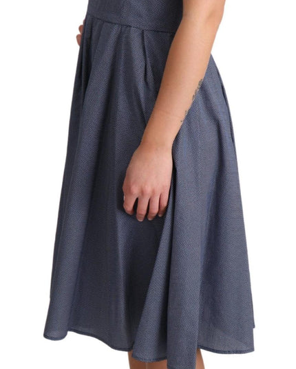 Dolce & Gabbana Blue Polka Cotton A-Line Stretch Dress