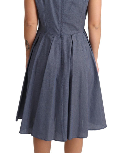 Dolce & Gabbana Blue Polka Cotton A-Line Stretch Dress