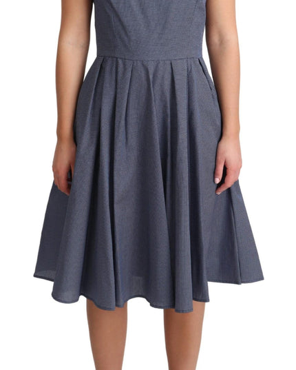 Dolce & Gabbana Blue Polka Cotton A-Line Stretch Dress