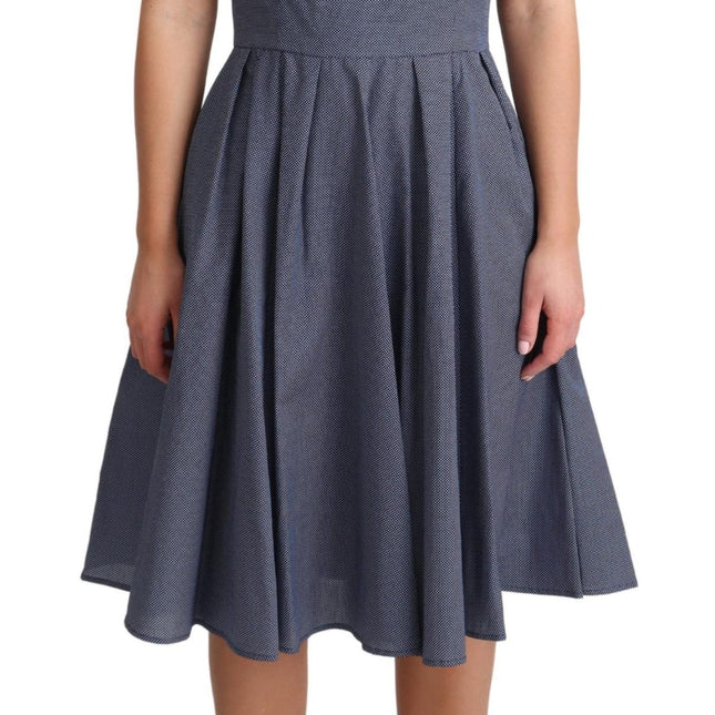 Dolce & Gabbana Blue Polka Cotton A-Line Stretch Dress