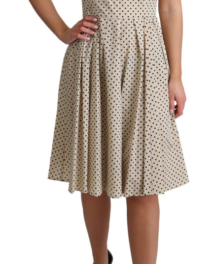 Dolce & Gabbana Beige Polka Dotted Cotton A-Line Dress