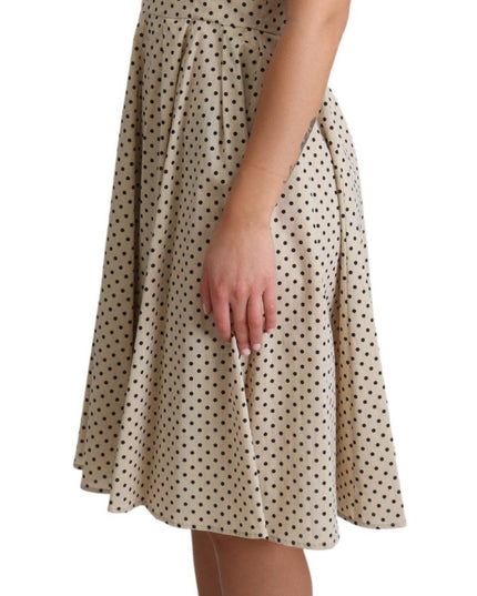 Dolce & Gabbana Beige Polka Dotted Cotton A-Line Dress