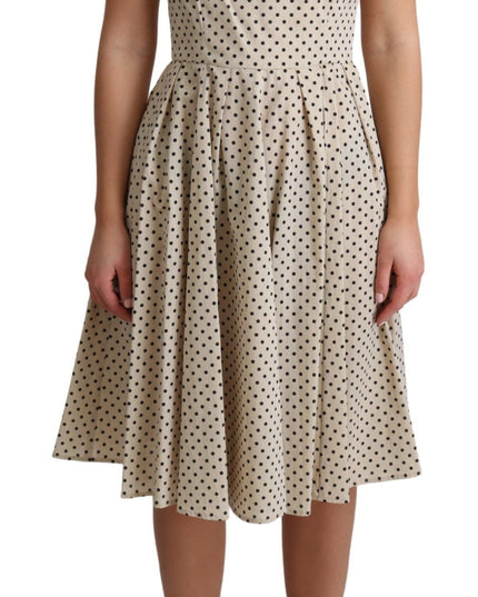 Dolce & Gabbana Beige Polka Dotted Cotton A-Line Dress