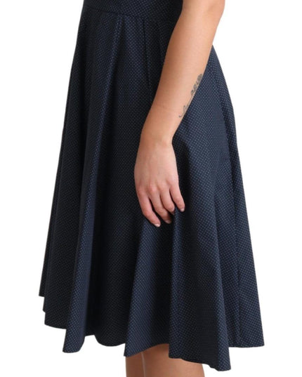 Dolce & Gabbana Blue Polka Dotted Cotton A-Line Dress