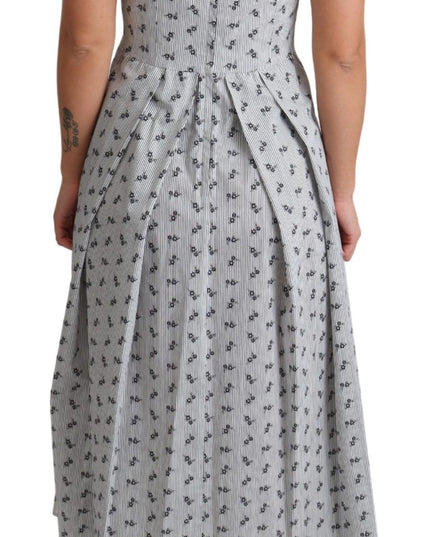 Dolce & Gabbana Blue White Floral Cotton A-Line Dress