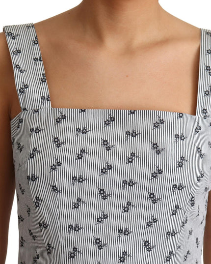 Dolce & Gabbana Blue White Floral Cotton A-Line Dress