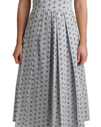 Dolce & Gabbana Blue White Floral Cotton A-Line Dress