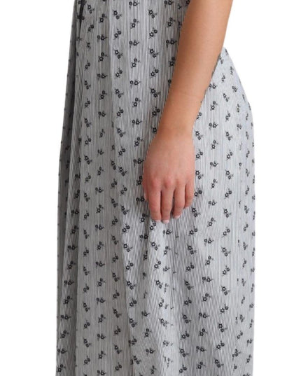 Dolce & Gabbana Blue White Floral Cotton A-Line Dress