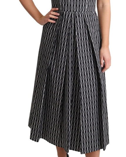 Dolce & Gabbana Black White Pattern Cotton A-Line Dress