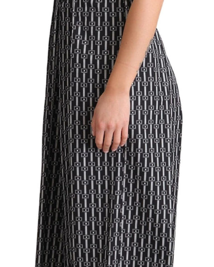 Dolce & Gabbana Black White Pattern Cotton A-Line Dress