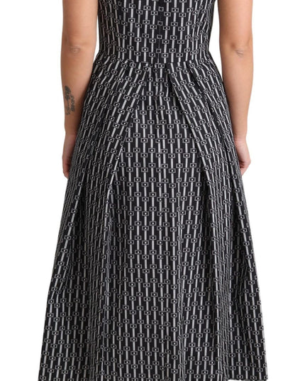 Dolce & Gabbana Black White Pattern Cotton A-Line Dress