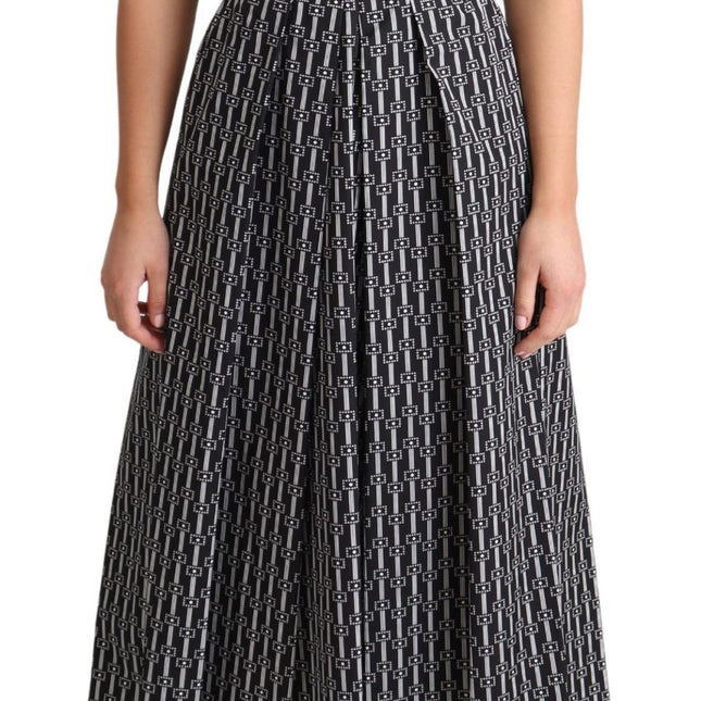 Dolce & Gabbana Black White Pattern Cotton A-Line Dress