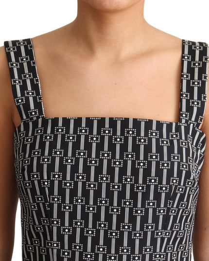 Dolce & Gabbana Black White Pattern Cotton A-Line Dress