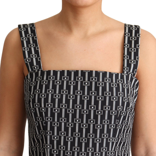 Dolce & Gabbana Black White Pattern Cotton A-Line Dress