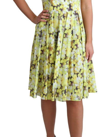 Dolce & Gabbana Yellow Floral Cotton Stretch Gown Dress