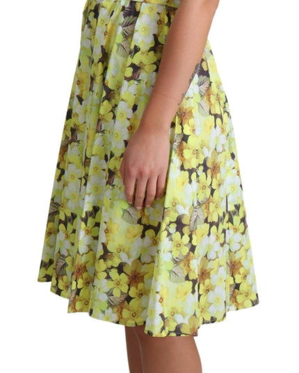 Dolce & Gabbana Yellow Floral Cotton Stretch Gown Dress