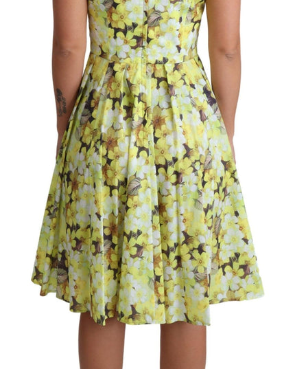 Dolce & Gabbana Yellow Floral Cotton Stretch Gown Dress