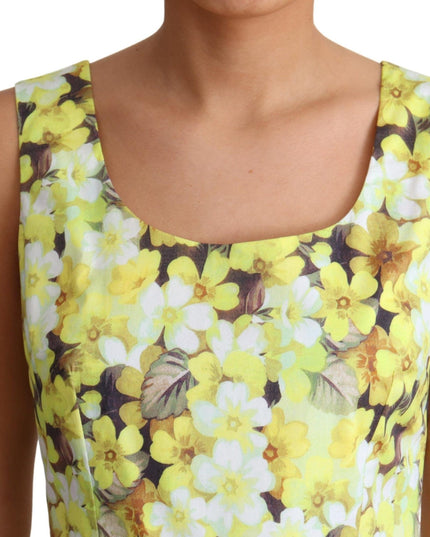 Dolce & Gabbana Yellow Floral Cotton Stretch Gown Dress