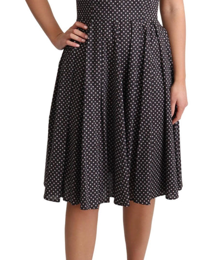 Dolce & Gabbana Black Floral Cotton A-Line Stretch Dress