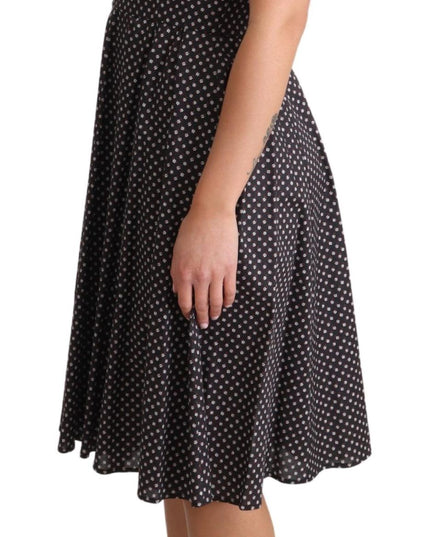 Dolce & Gabbana Black Floral Cotton A-Line Stretch Dress