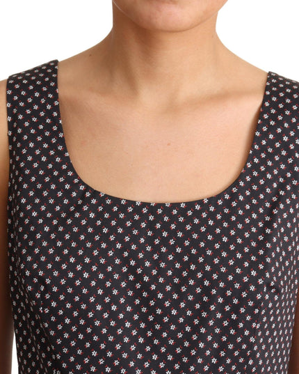 Dolce & Gabbana Black Floral Cotton A-Line Stretch Dress