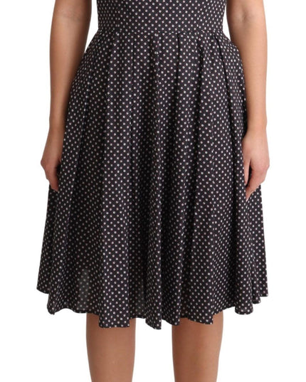 Dolce & Gabbana Black Floral Cotton A-Line Stretch Dress