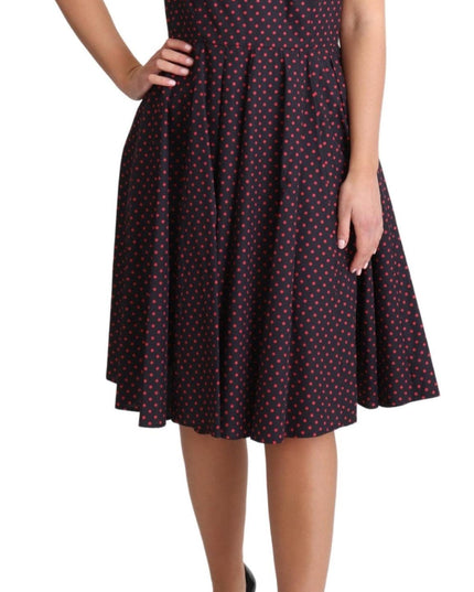 Dolce & Gabbana Red Blue Polka Cotton A-Line Gown Dress