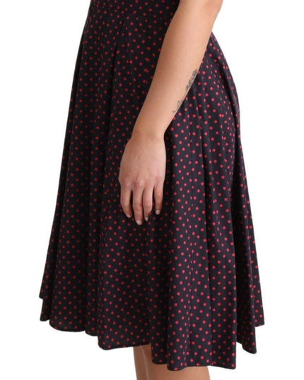 Dolce & Gabbana Red Blue Polka Cotton A-Line Gown Dress