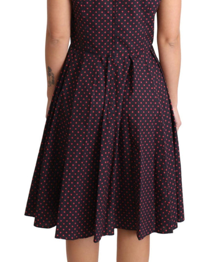 Dolce & Gabbana Red Blue Polka Cotton A-Line Gown Dress