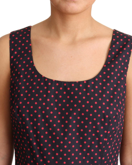 Dolce & Gabbana Red Blue Polka Cotton A-Line Gown Dress