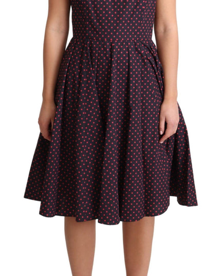 Dolce & Gabbana Red Blue Polka Cotton A-Line Gown Dress