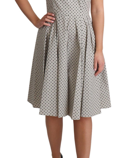 Dolce & Gabbana Beige Polka Dotted Cotton A-Line Dress