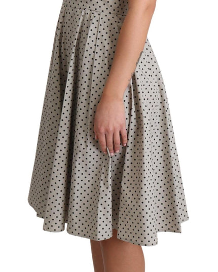 Dolce & Gabbana Beige Polka Dotted Cotton A-Line Dress