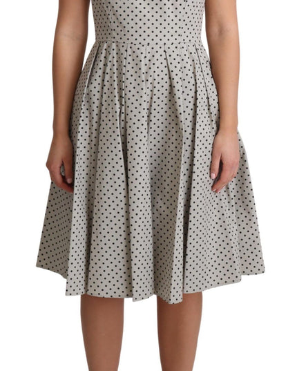 Dolce & Gabbana Beige Polka Dotted Cotton A-Line Dress