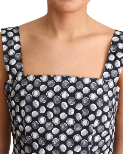 Dolce & Gabbana Blue Geometric Cotton A-Line Gown Dress