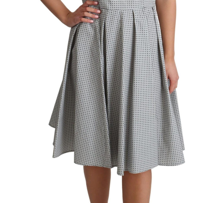Dolce & Gabbana Gray Polka Dotted Cotton A-Line Dress