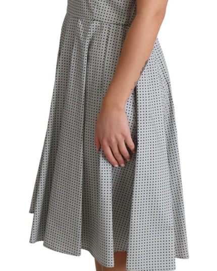 Dolce & Gabbana Gray Polka Dotted Cotton A-Line Dress