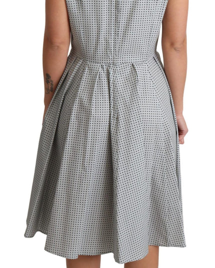 Dolce & Gabbana Gray Polka Dotted Cotton A-Line Dress