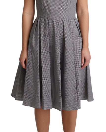 Dolce & Gabbana Blue Beige Geometric Cotton A-Line Dress