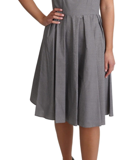 Dolce & Gabbana Blue Beige Geometric Cotton A-Line Dress