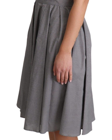 Dolce & Gabbana Blue Beige Geometric Cotton A-Line Dress