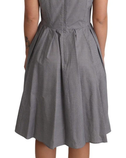 Dolce & Gabbana Blue Beige Geometric Cotton A-Line Dress