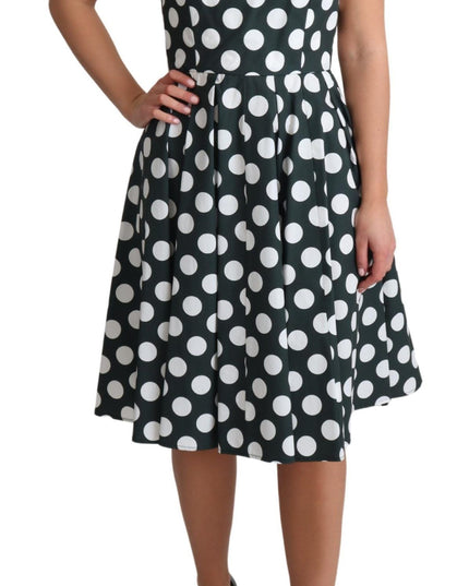 Dolce & Gabbana Green Polka Dotted Cotton A-Line Dress