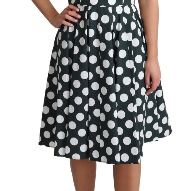 Dolce & Gabbana Green Polka Dotted Cotton A-Line Dress