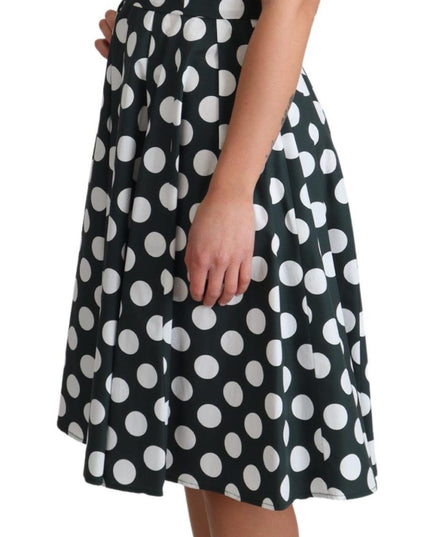 Dolce & Gabbana Green Polka Dotted Cotton A-Line Dress