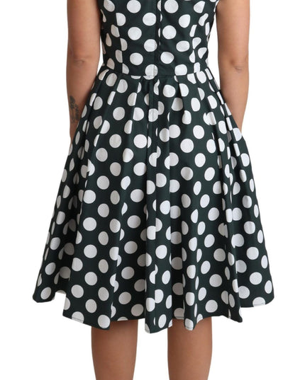 Dolce & Gabbana Green Polka Dotted Cotton A-Line Dress