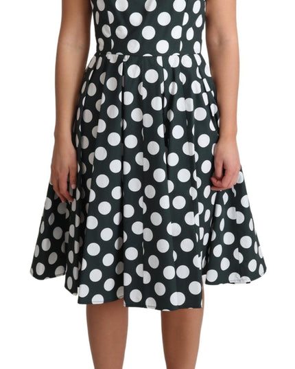 Dolce & Gabbana Green Polka Dotted Cotton A-Line Dress