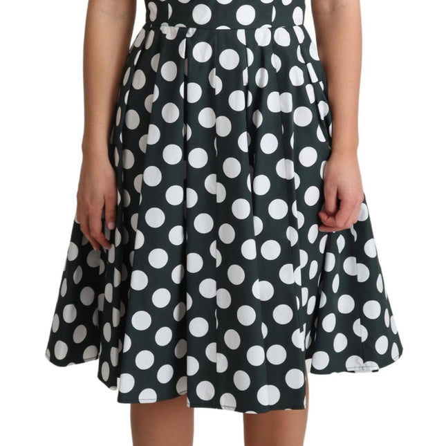 Dolce & Gabbana Green Polka Dotted Cotton A-Line Dress